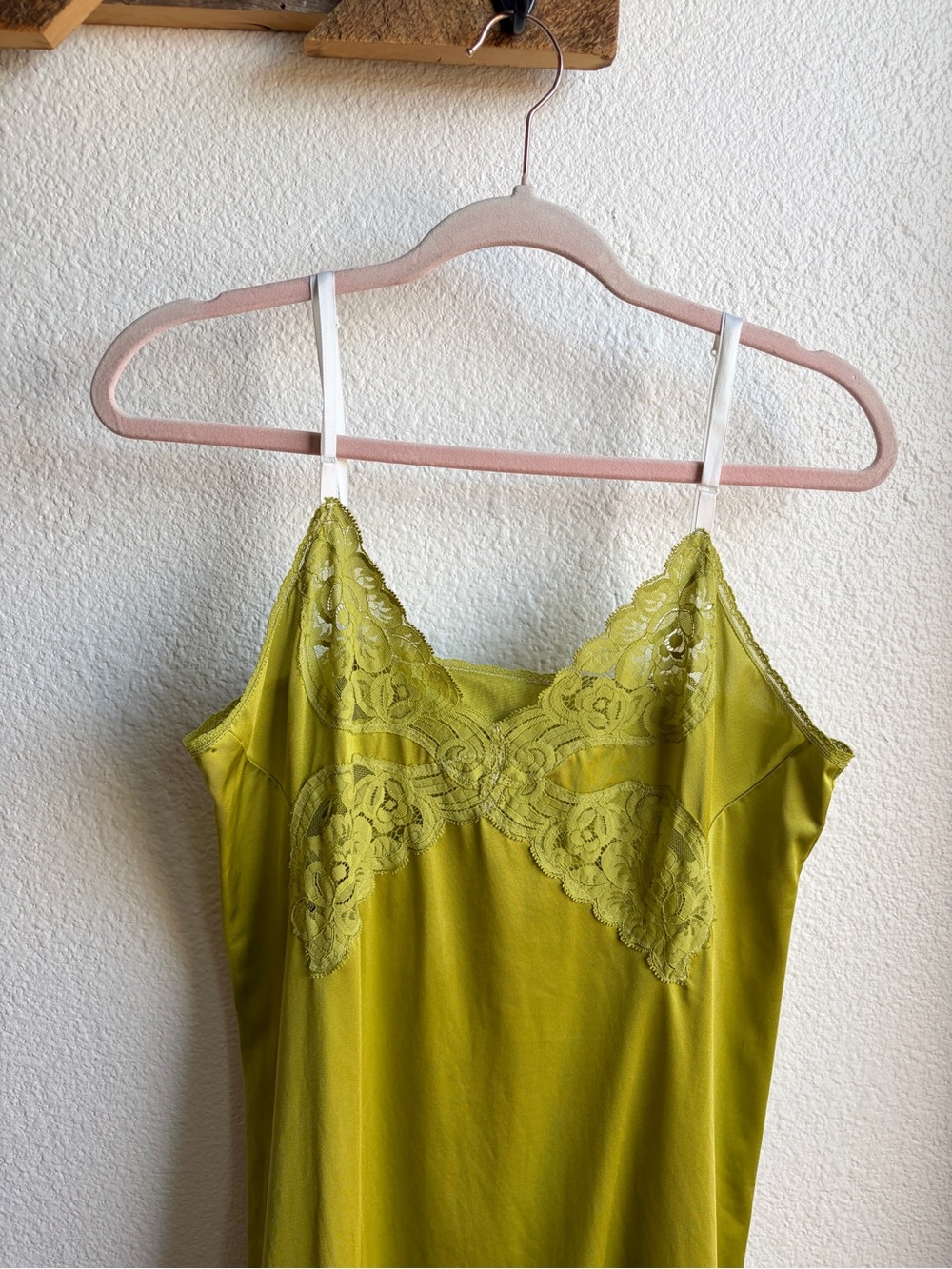 SOLD Vintage Vanity Fair Hand Dyed Chartreuse Slip Dress - Picture 2 of 7